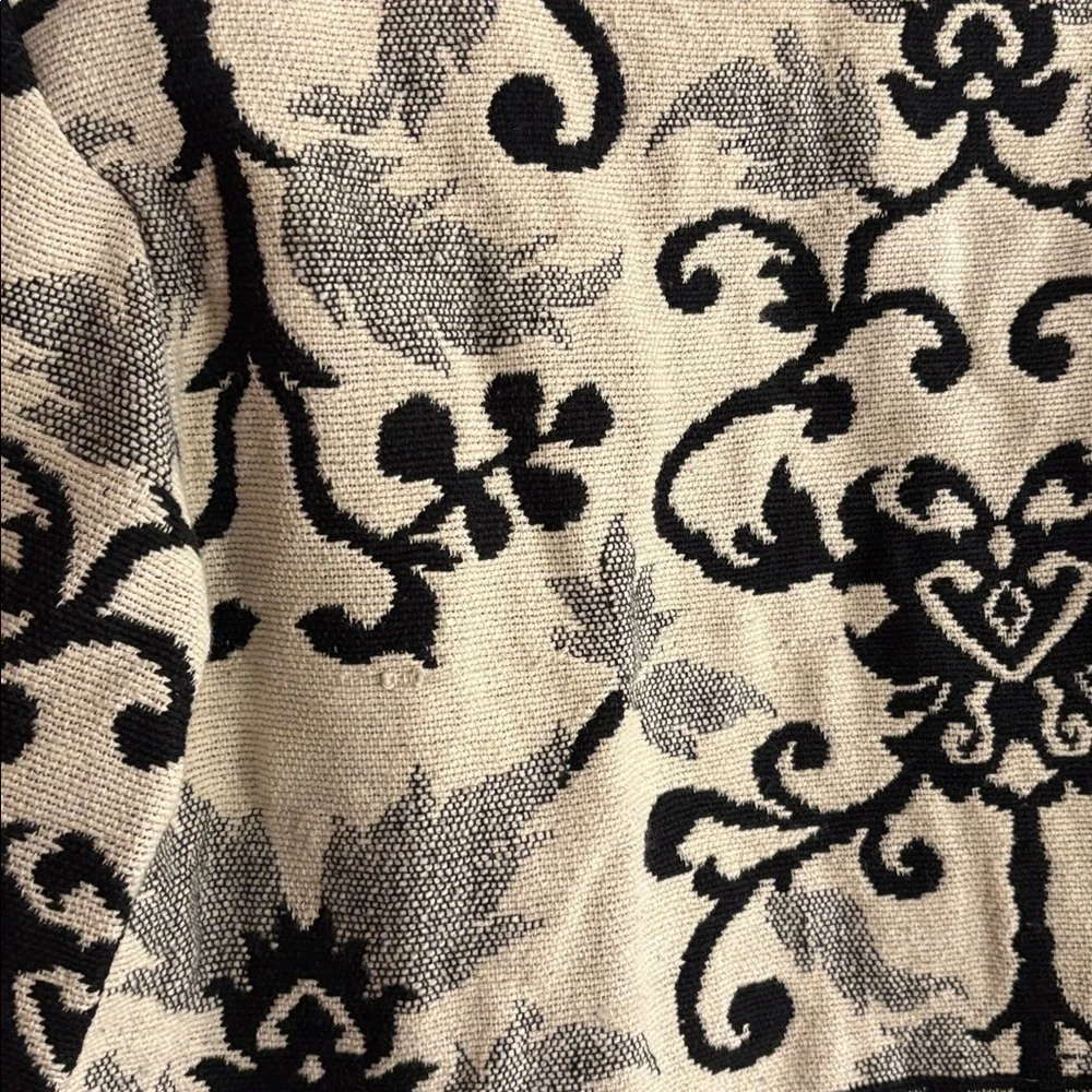 Women's Black and Cream Cotton Tapestry Vintage 90s Y2K Jacket Medium 8/10 - Picture 7 of 14